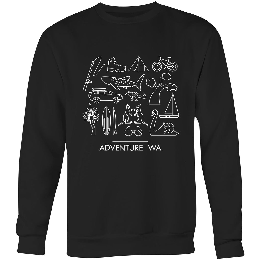 Adventure WA black unisex crew sweater