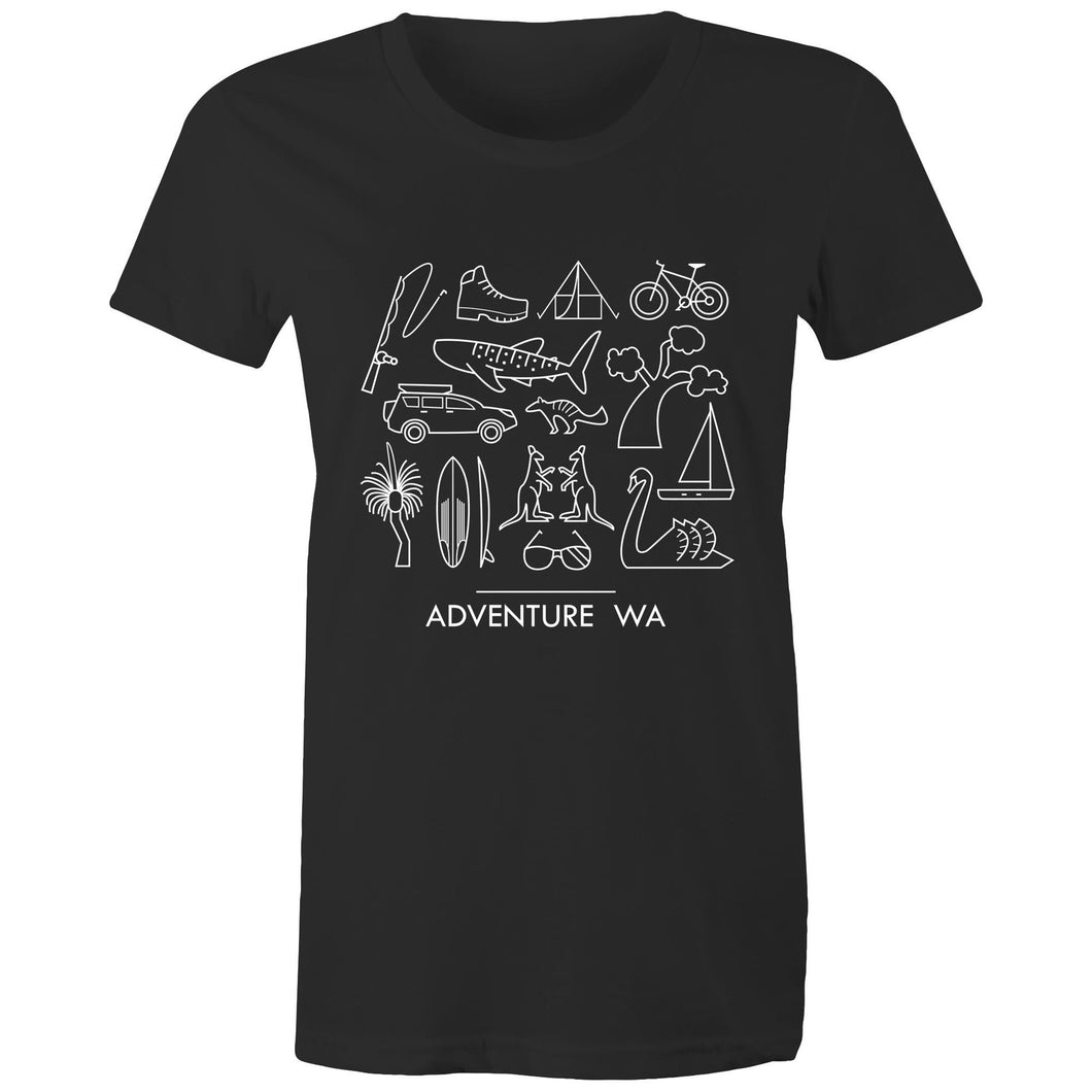 NWTC t-shirt women's black adventure WA icons