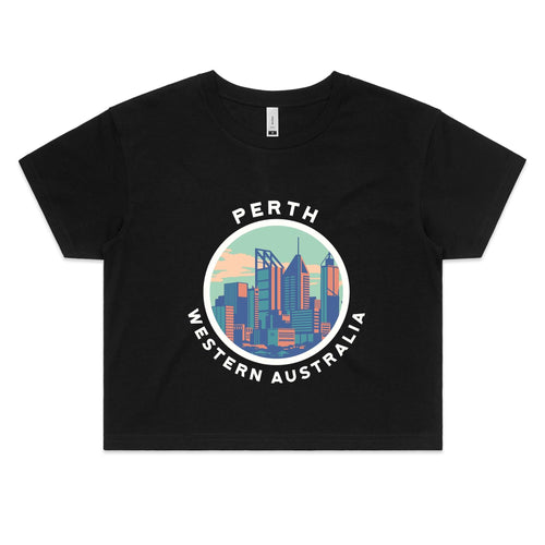 Perth skyline women's crop t-shirt black