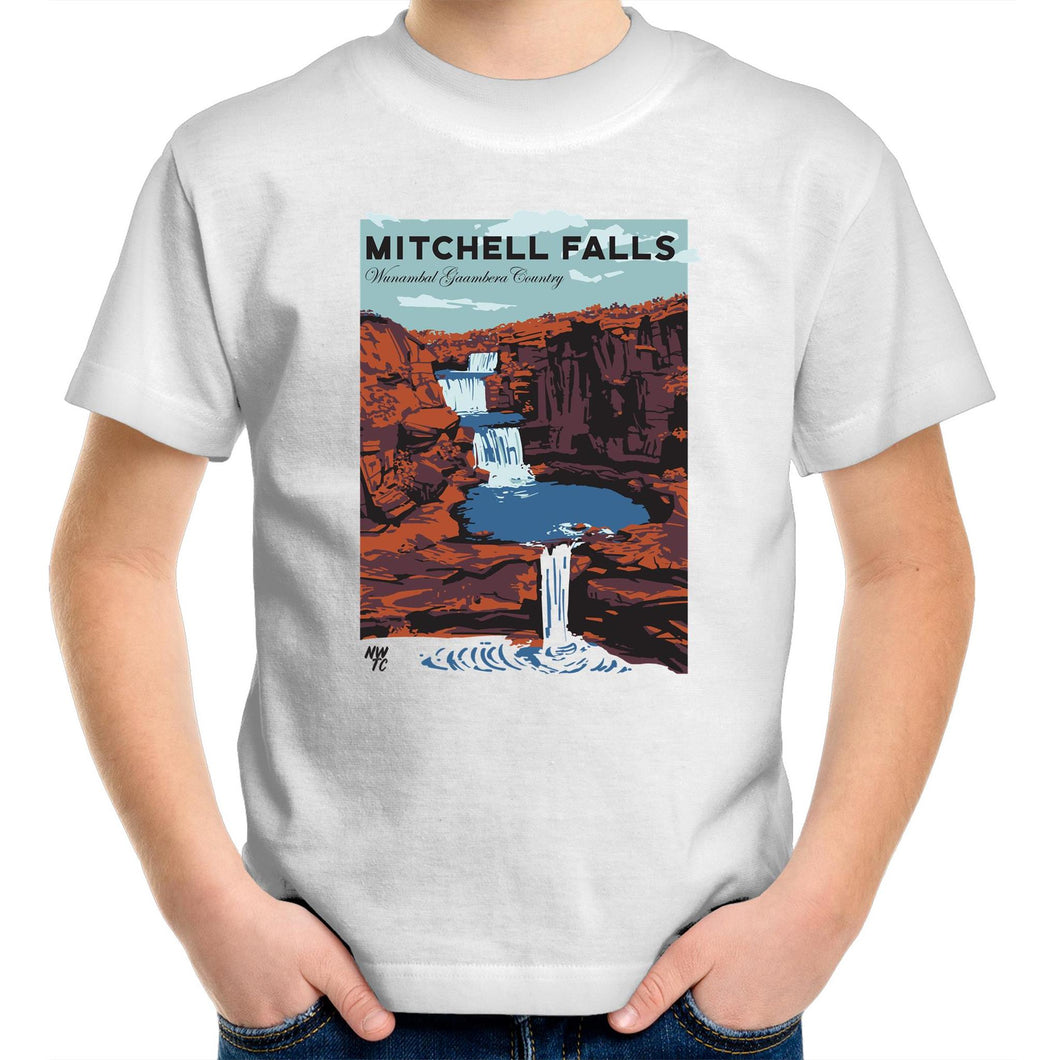 Mitchell Falls Kimberley white short sleeve kid's t-shirt