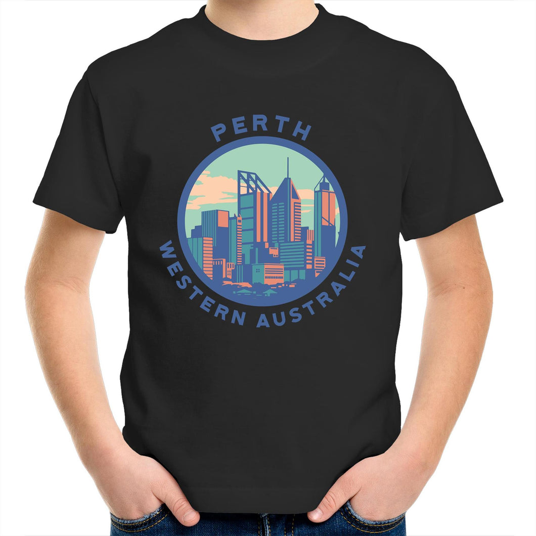 Perth skyline t-shirt kids black